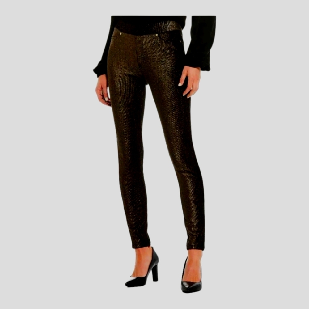 Michael Kors Pants Leggings Metallic Foil Pull-On Black/Gold Size XS